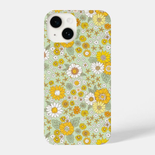 Gele Floral Garden Pattern iPhone Hoesje (Achterkant)