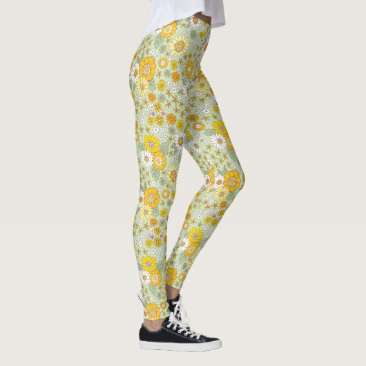 Gele Floral Garden Pattern Leggings (Rechts)
