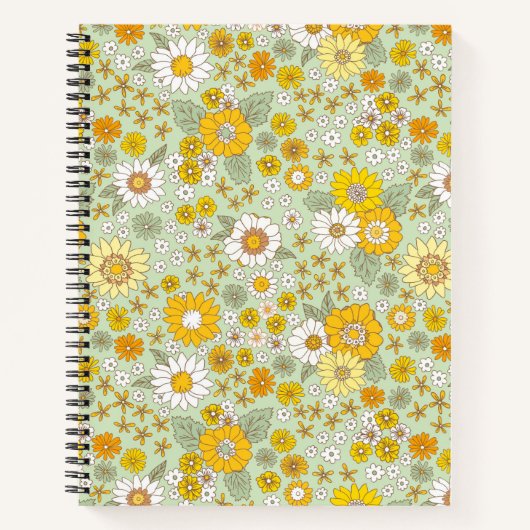 Gele Floral Garden Pattern Notitieboek (Voorkant)