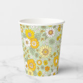 Gele Floral Garden Pattern Papieren Bekers (Achterkant)