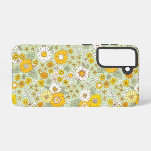 Gele Floral Garden Pattern Samsung Galaxy Hoesje (Achterkant horizontaal)