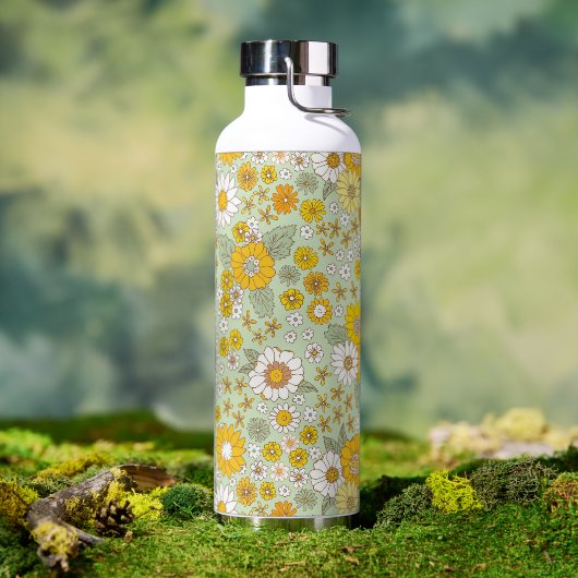 Gele Floral Garden Pattern Waterfles (Buiten)