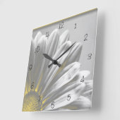Gele Floral Highlight Square Clock Vierkante Klok (Hoek)