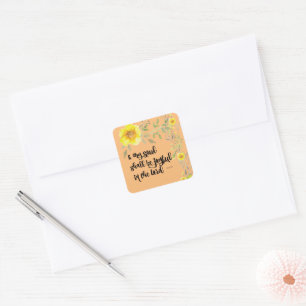 Gele Floral Joy Bible Verse Vierkante Sticker