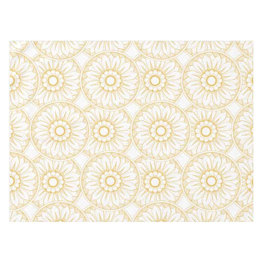 Gele Floral Medallion Pattern Tafelkleed (Voorkant (Horizontaal))