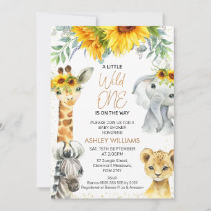 Gele Floral Safari Wild Eén Baby shower Kaart