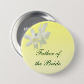 Gele Floral Wedding Vader van de Bride Pin Ronde Button 7,6 Cm (Voorkant /achterkant)