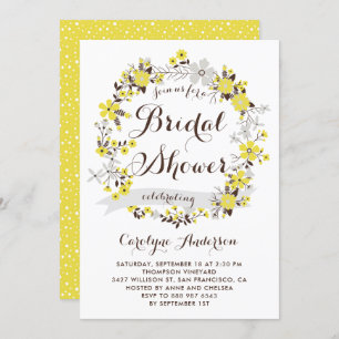 Gele Floral Wreath Bridal Shower Kaart