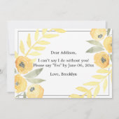 Gele Floral zal je zijn mijn Bridesmaïde Kaarten (Achterkant)