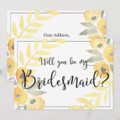 Gele Floral zal je zijn mijn Bridesmaïde Kaarten (Voorkant / Achterkant)