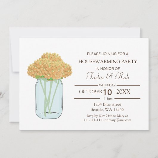 Gele florale mason-pot kaart (Voorkant)