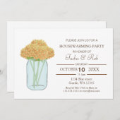 Gele florale mason-pot kaart (Voorkant / Achterkant)