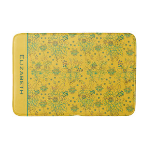 Gele florale naadloze patroonnaam badmat