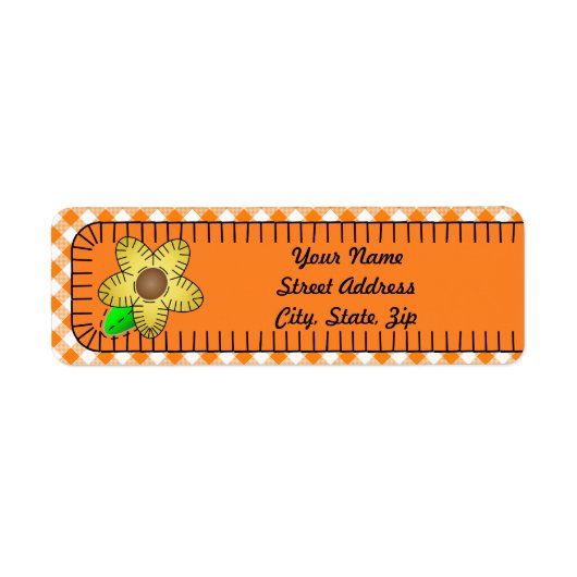 Gele Flower GinBackground Return Address Sticker (Voorkant)