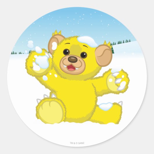 Gele fluffy Cub Ronde Sticker (Voorkant)