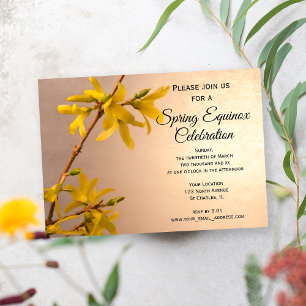 Gele Forsythia Bloem Lente Equinox Feestdag Kaart