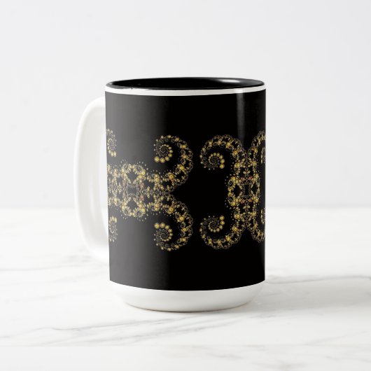 Gele fractal Curls Coffee Mok (Voorkant links)