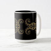 Gele fractal Curls Coffee Mok (Voorkant rechts)