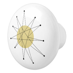 Gele Franciscaanse Starburst Mid Century Modern Keramische Knop