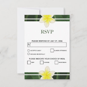 Gele Frangipani Plumeria Wedding RSVP Kaarten Kaartje