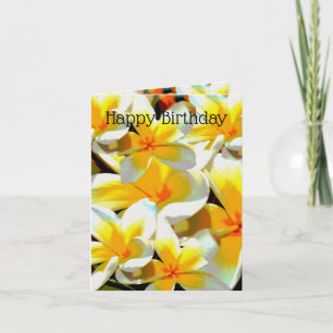 Gele Frangipanis Oil Geverfd, Birthday Kaart