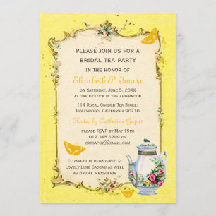 Gele Franse Bridal Tea Party Kaart
