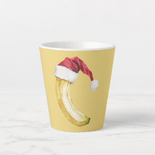 Gele Fruit Banaan Kerstman Hoed Latte Mok