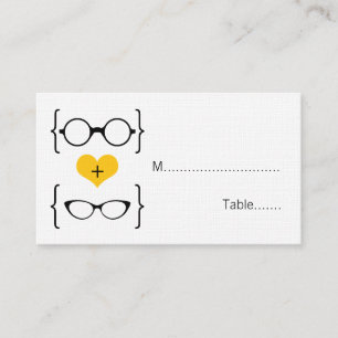 Gele Geeky Glasses Wedding Place Kards Plaatskaartje