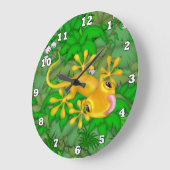 Gele gekko-cartoon grote klok (Hoek)