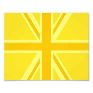 Gele Gele Union Jack British Flag Background Foto Afdruk