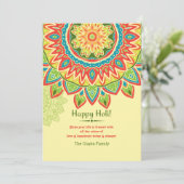 Gele gelukkige Holi-uitnodiging Kaart (Staand voorkant)