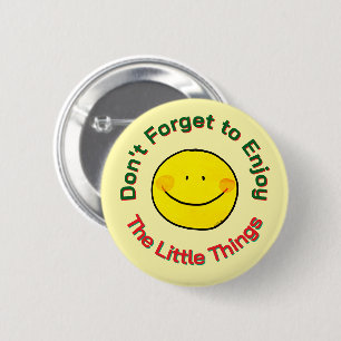 Gele Gelukkige Smiley Gezicht Geniet Van De Kleine Ronde Button 5,7 Cm