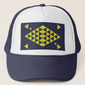 Gele geometrische driehoeken trucker pet (Voorkant)