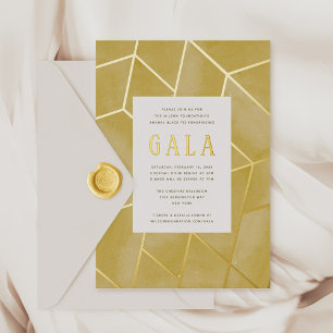 Gele geometrische gala Gold Foil uitnodiging