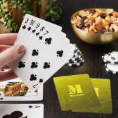 Gele geometrische mesh-patroon Monogram Pokerkaarten (Insitu)