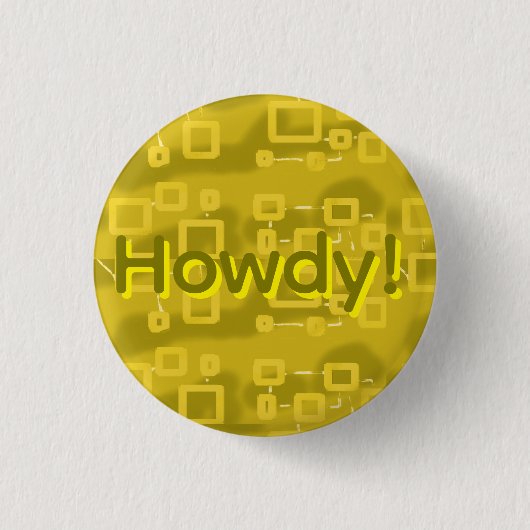 Gele geometrische ronde button 3,2 cm (Voorkant)