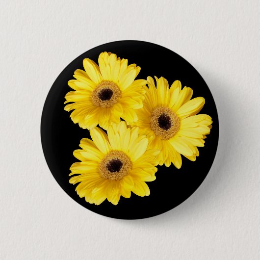 Gele Gerber Daisy Close-up foto's Ronde Button 5,7 Cm (Voorkant)