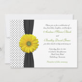 Gele Gerber Daisy Polka Dot Wedding Uitnodiging (Voorkant)
