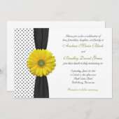Gele Gerber Daisy Polka Dot Wedding Uitnodiging (Voorkant / Achterkant)