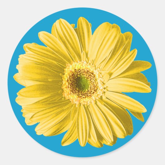Gele Gerbera Daisy Flower Ronde Sticker (Voorkant)