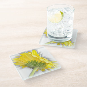 gele gerbera daisy glazen onderzetter