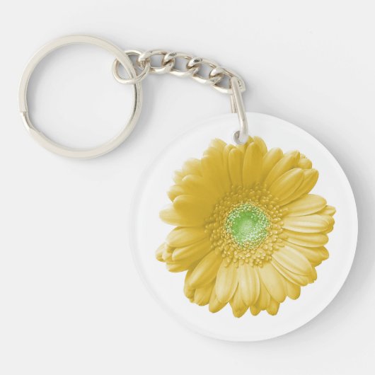 Gele gerbera daisy sleutelhanger (Voorkant)