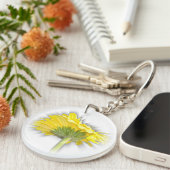gele gerbera daisy sleutelhanger (Voorkant Rechts)