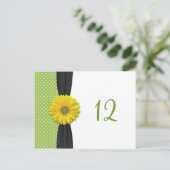 Gele Gerbera Daisy Table Number Card Briefkaart (Staand voorkant)