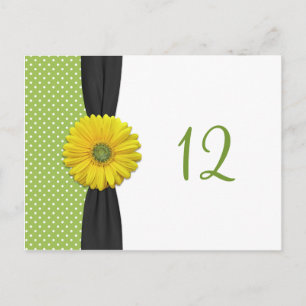 Gele Gerbera Daisy Table Number Card Briefkaart
