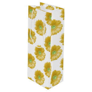 Gele gerbera daisy wijn cadeautas