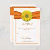 Gele Gerbera met Oranje lint Beantwoorden Kaart 2 (Voorkant / Achterkant)