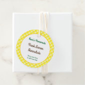 Gele gespeelde cheques bewerkbare retrant bedankjes labels (In situ)