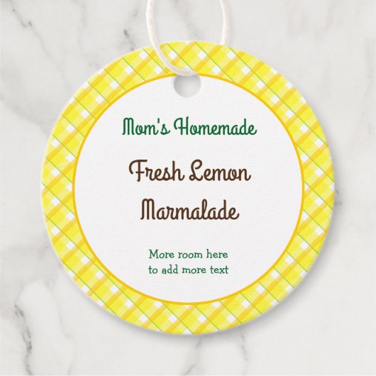 Gele gespeelde cheques bewerkbare retrant bedankjes labels (Voorkant)