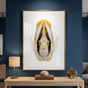 Gele gestreepte engelvis portret poster